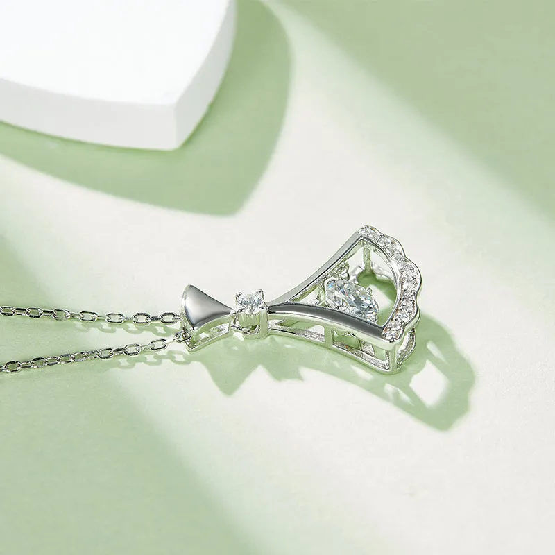 Round Cut 0.5ct Moissanite Skirt Dancing Pendant Necklace