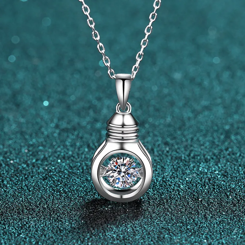 Round Cut Moissanite Diamond Bulb-shaped Dancing Necklace