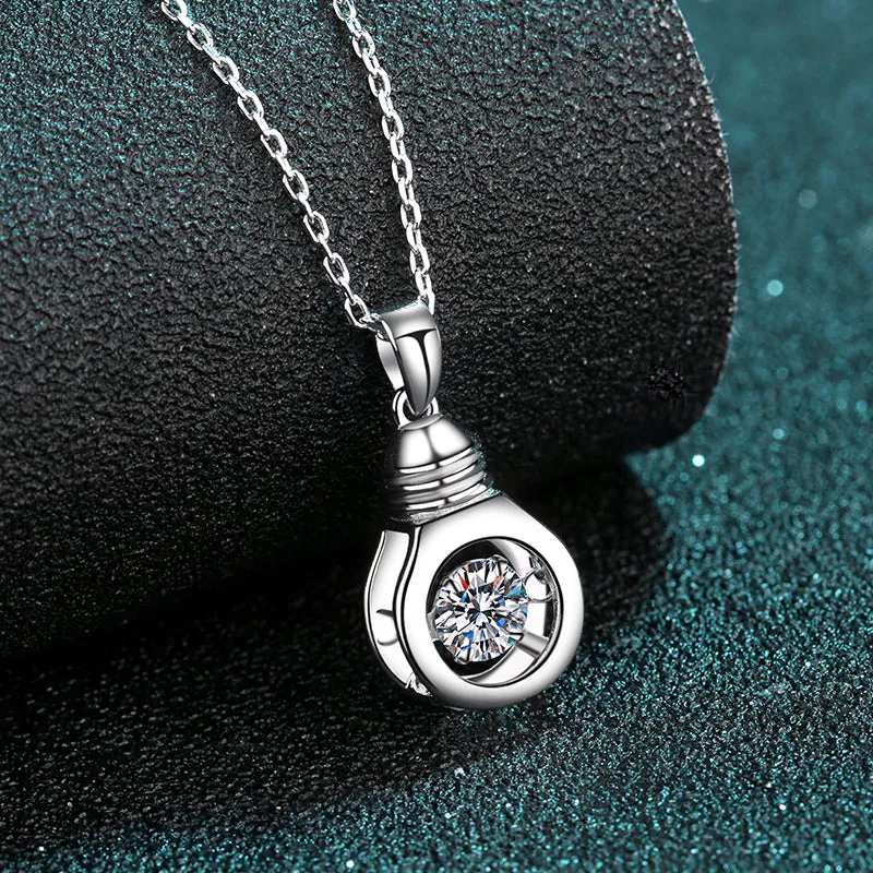 Round Cut Moissanite Diamond Bulb-shaped Dancing Necklace
