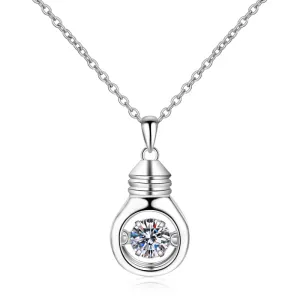 Round Cut Moissanite Diamond Bulb-shaped Dancing Necklace