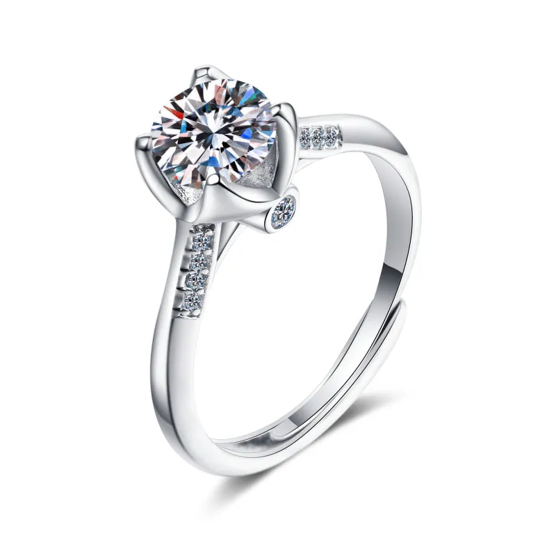 Round Cut Moissanite Diamond Classic Adjustable Ring