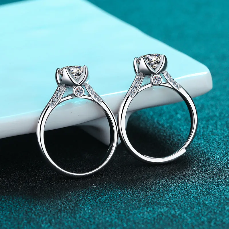 Round Cut Moissanite Diamond Classic Adjustable Ring