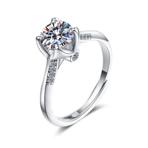 Round Cut Moissanite Diamond Classic Adjustable Ring