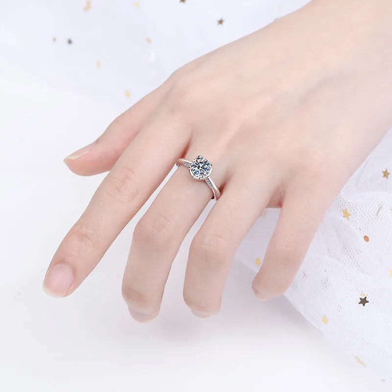 Round Cut Moissanite Diamond Classic Adjustable Ring