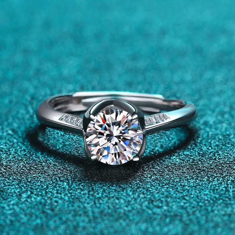 Round Cut Moissanite Diamond Classic Adjustable Ring