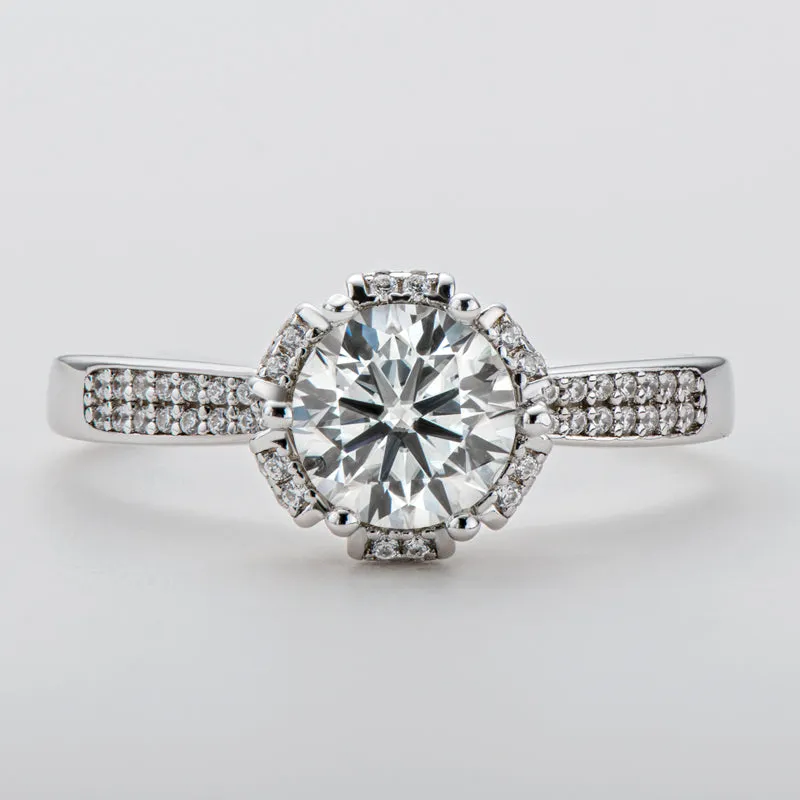 Round Cut Moissanite Diamond  Classic  Ring