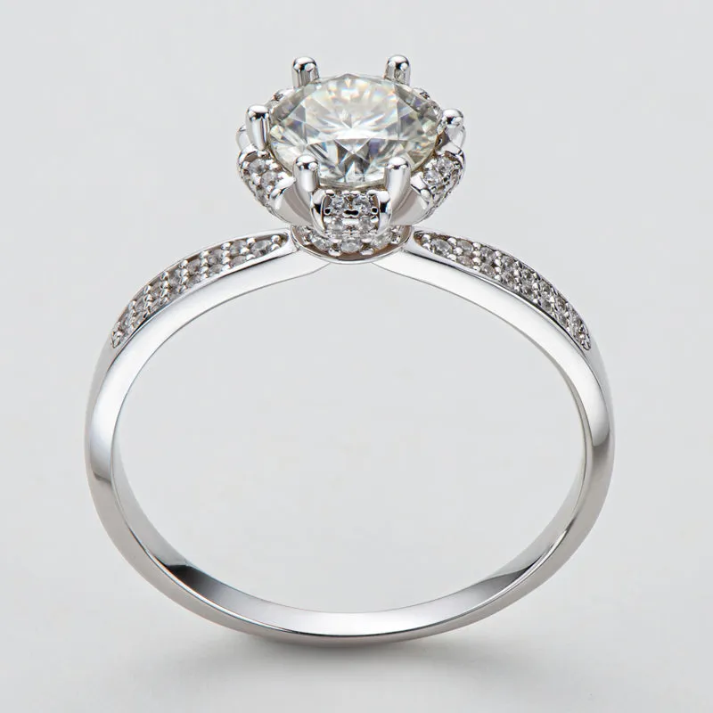 Round Cut Moissanite Diamond  Classic  Ring