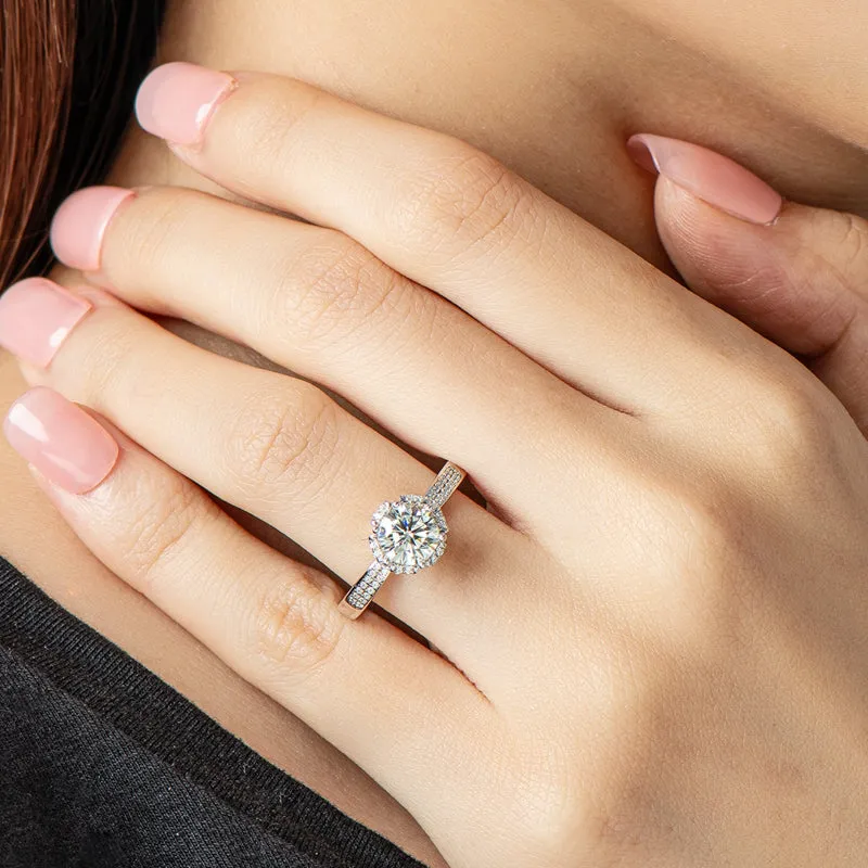 Round Cut Moissanite Diamond  Classic  Ring