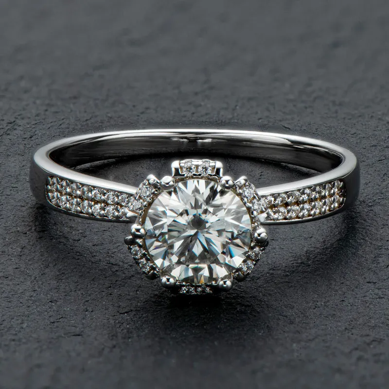 Round Cut Moissanite Diamond  Classic  Ring