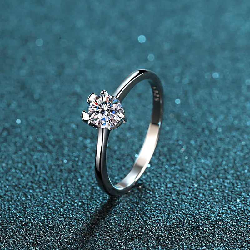 Round Cut Moissanite Diamond Classic Solitaire Ring