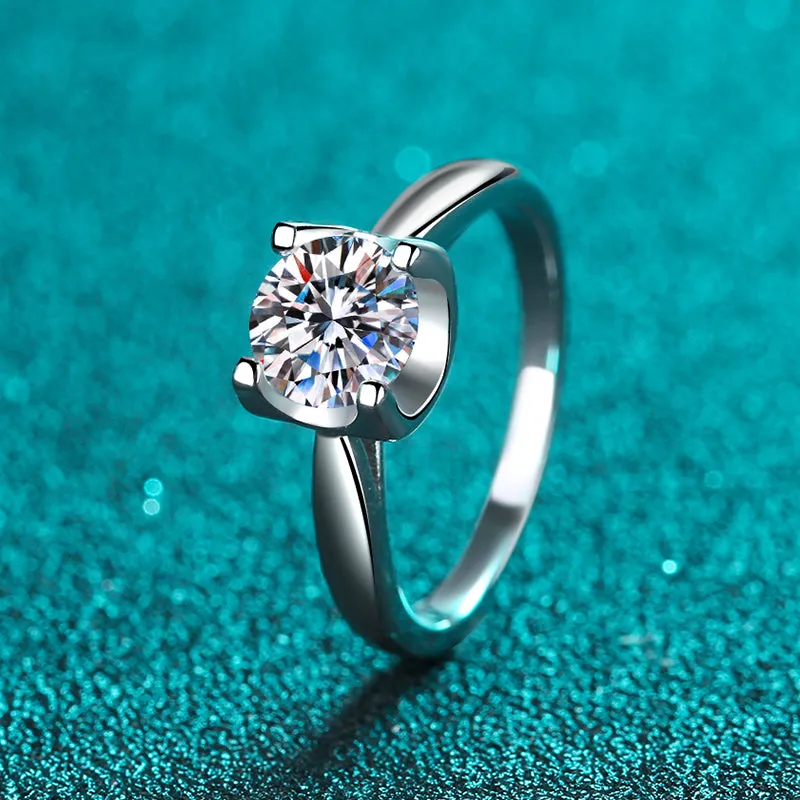 Round Cut Moissanite Diamond Classic Solitaire Ring