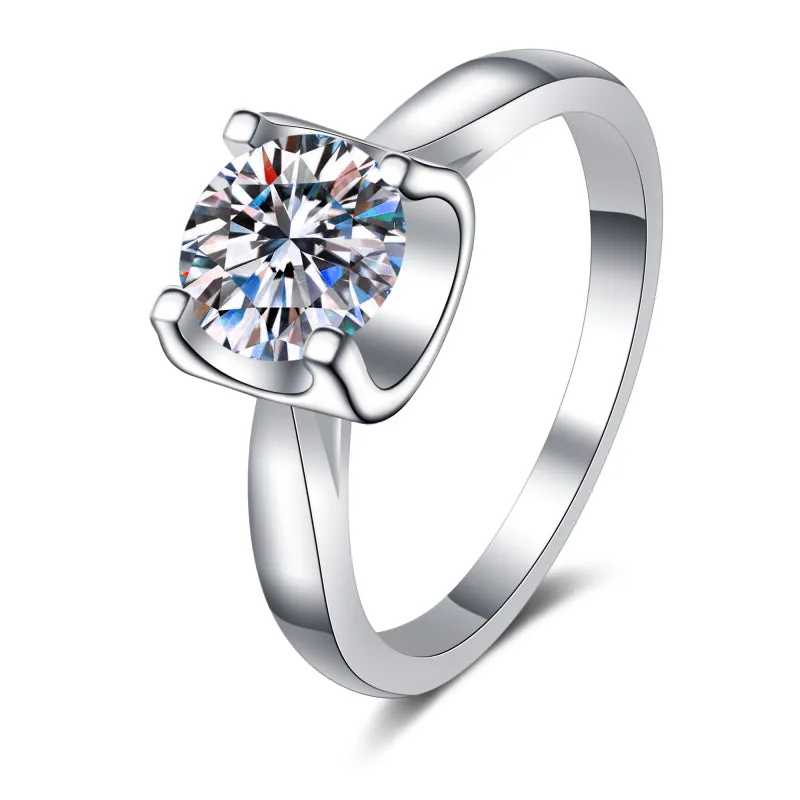 Round Cut Moissanite Diamond Classic Solitaire Ring
