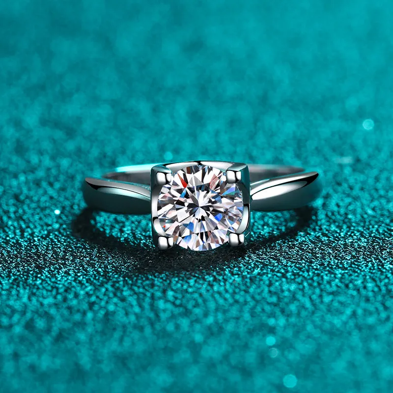 Round Cut Moissanite Diamond Classic Solitaire Ring