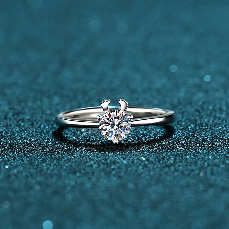 Round Cut Moissanite Diamond Classic Solitaire Ring