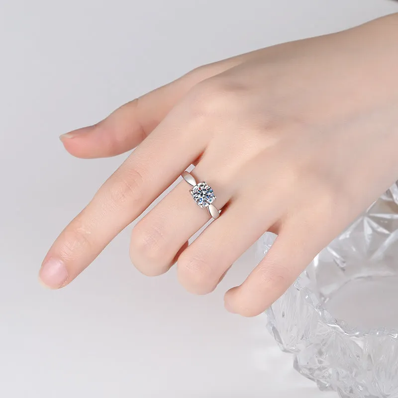 Round Cut Moissanite Diamond Classic Solitaire Ring