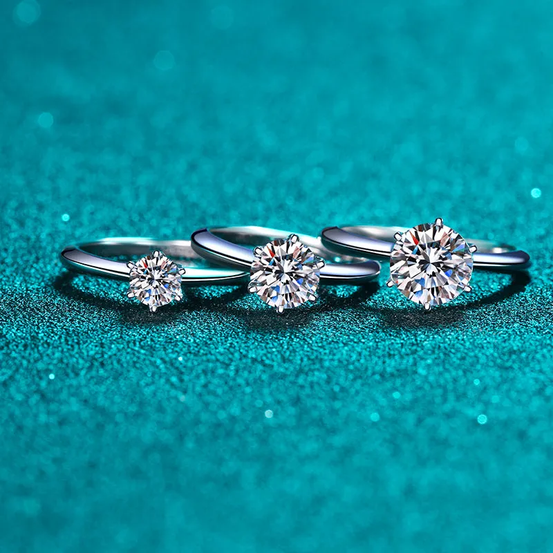 Round Cut Moissanite Diamond Classic Solitaire Ring