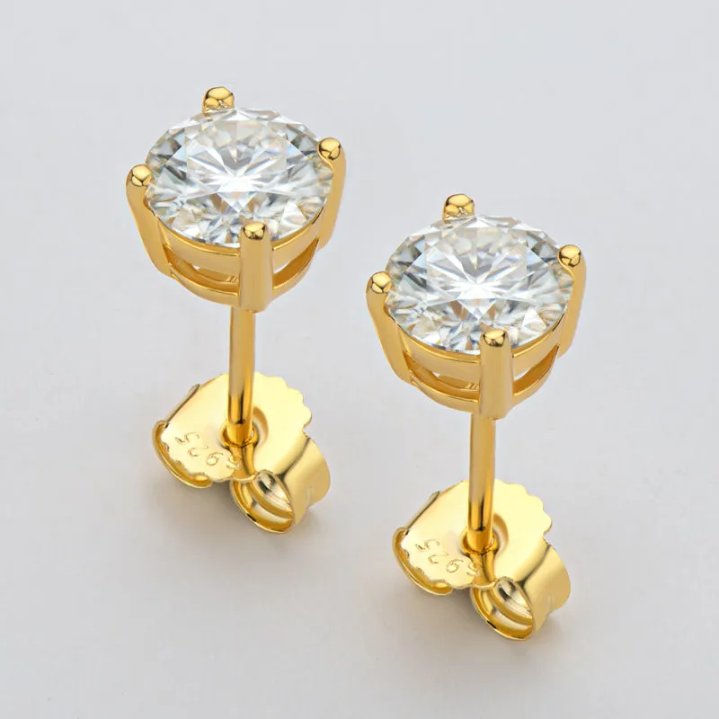 Round Cut Moissanite Diamond Classic Stud Earrings