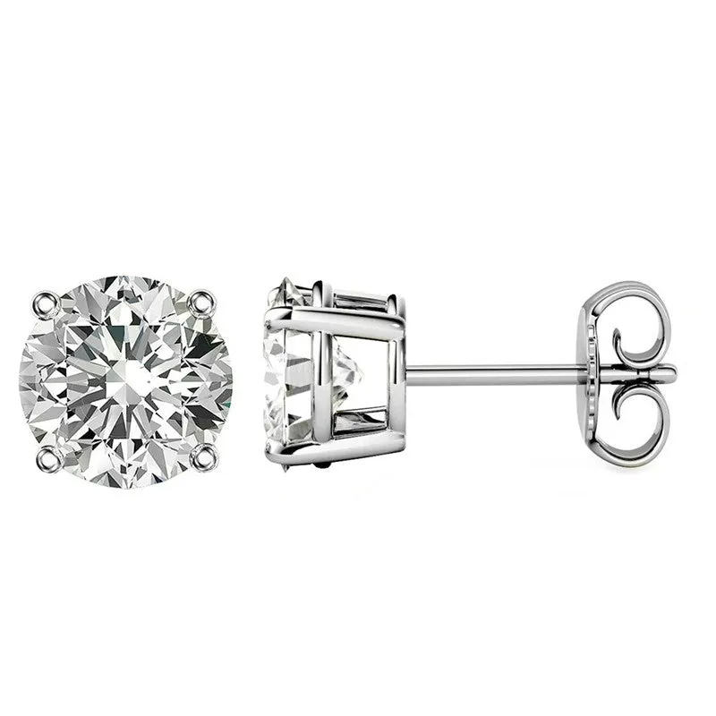 Round Cut Moissanite Diamond Classic Stud Earrings