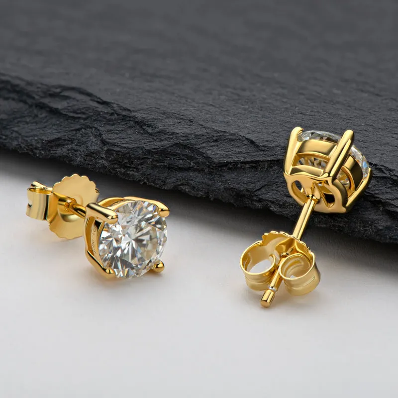 Round Cut Moissanite Diamond Classic Stud Earrings