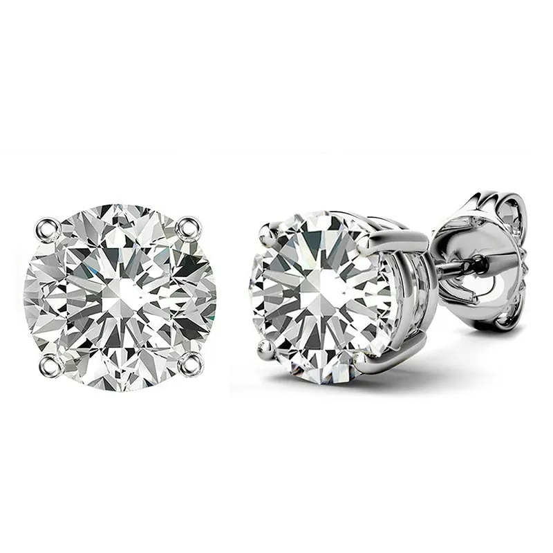 Round Cut Moissanite Diamond Classic Stud Earrings