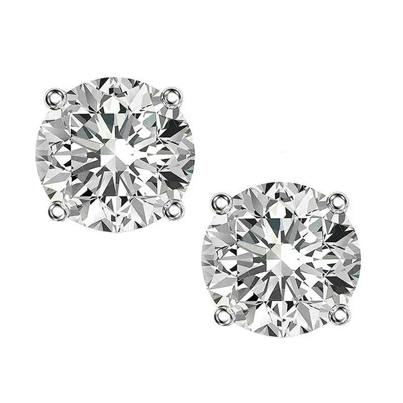 Round Cut Moissanite Diamond Classic Stud Earrings