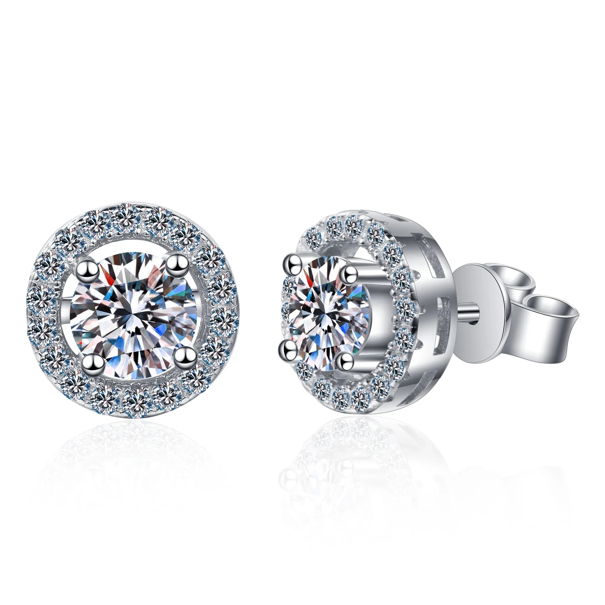 Round Cut Moissanite Diamond Classis Stud Earrings