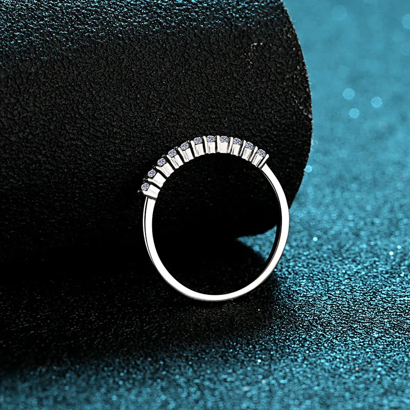 Round Cut Moissanite Diamond Half Eternity Ring