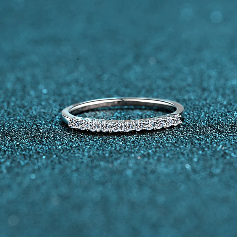 Round Cut Moissanite Diamond Half Eternity Ring