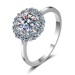 Round Cut Moissanite Diamond Halo Ring