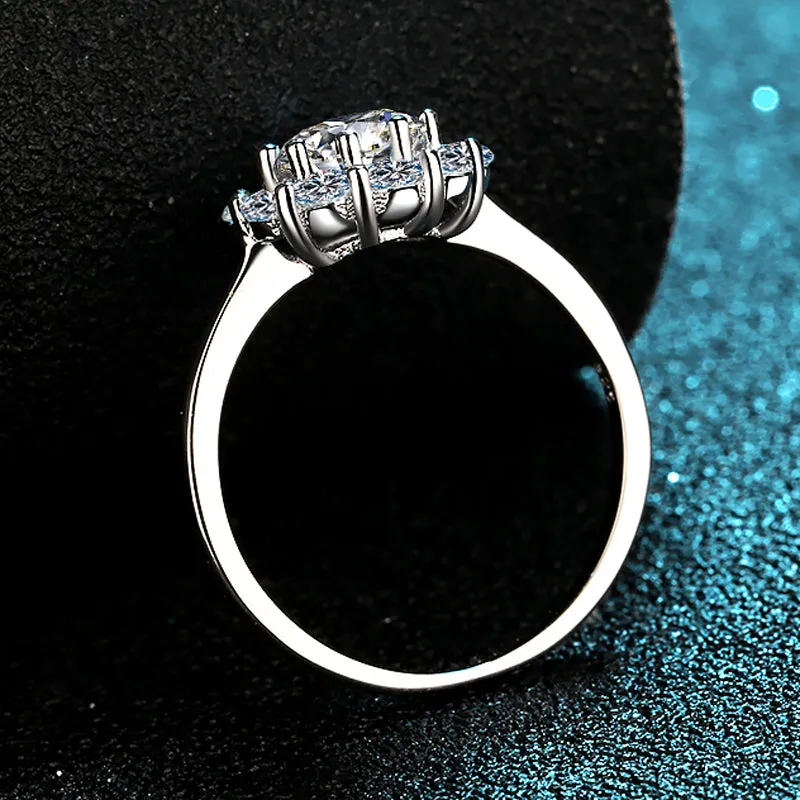 Round Cut Moissanite Diamond Halo Ring