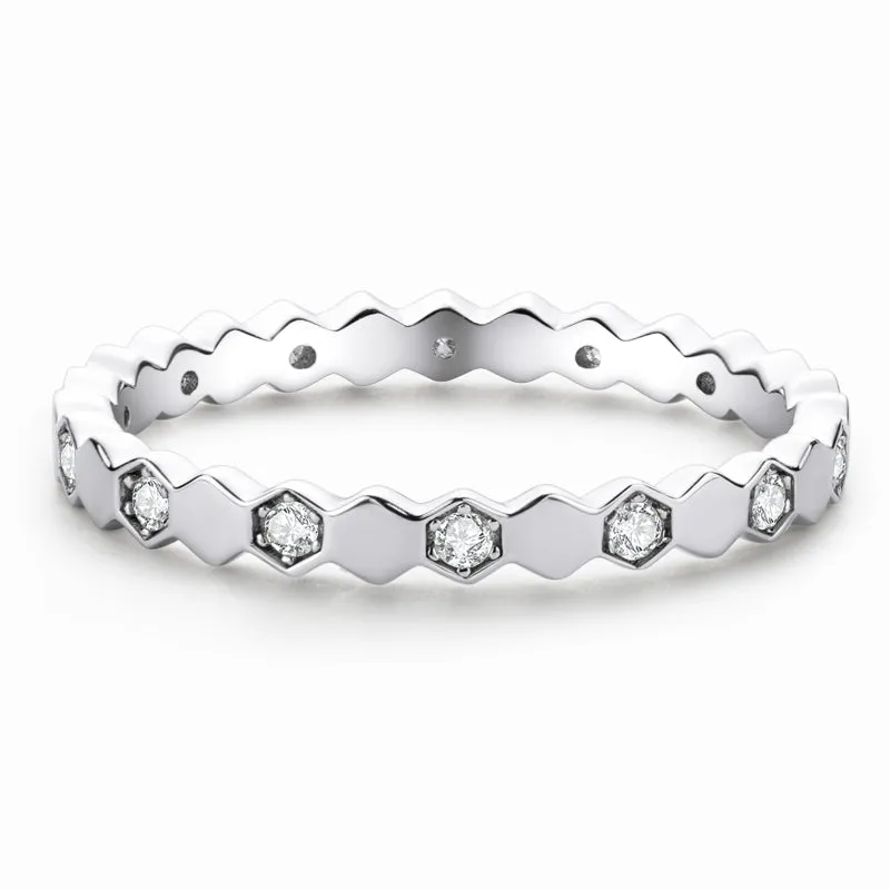 Round Cut Moissanite Diamond Honeycomb Eternity Ring