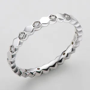 Round Cut Moissanite Diamond Honeycomb Eternity Ring