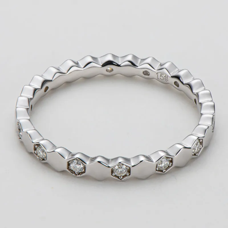 Round Cut Moissanite Diamond Honeycomb Eternity Ring