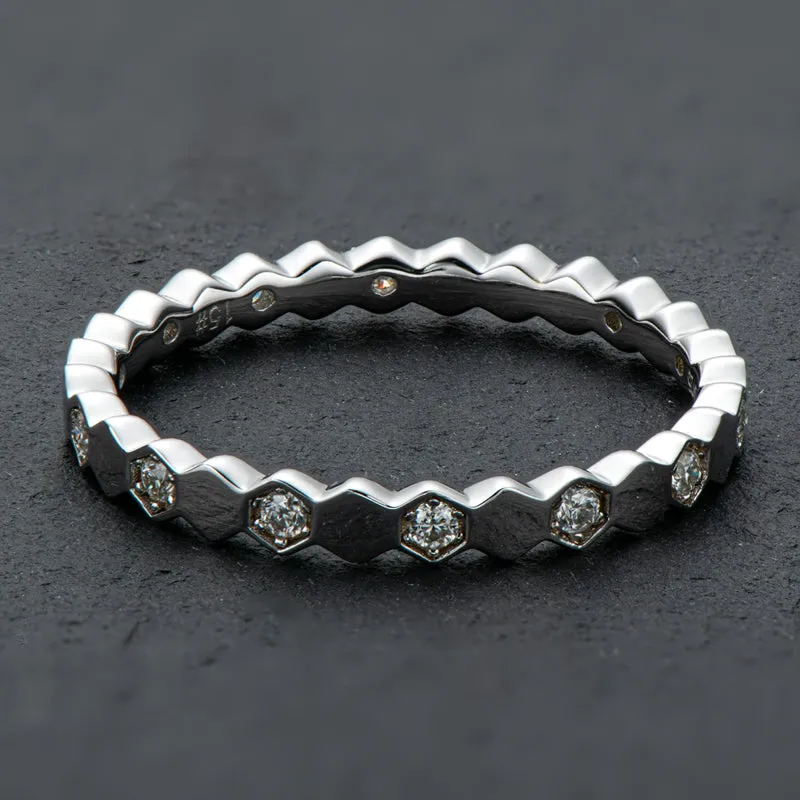Round Cut Moissanite Diamond Honeycomb Eternity Ring