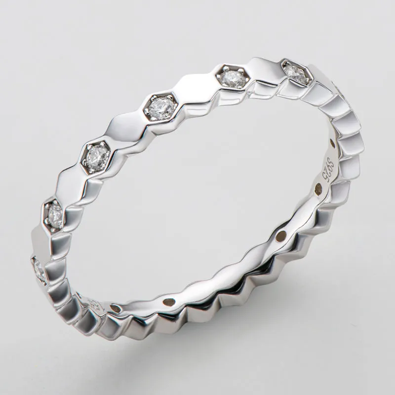 Round Cut Moissanite Diamond Honeycomb Eternity Ring
