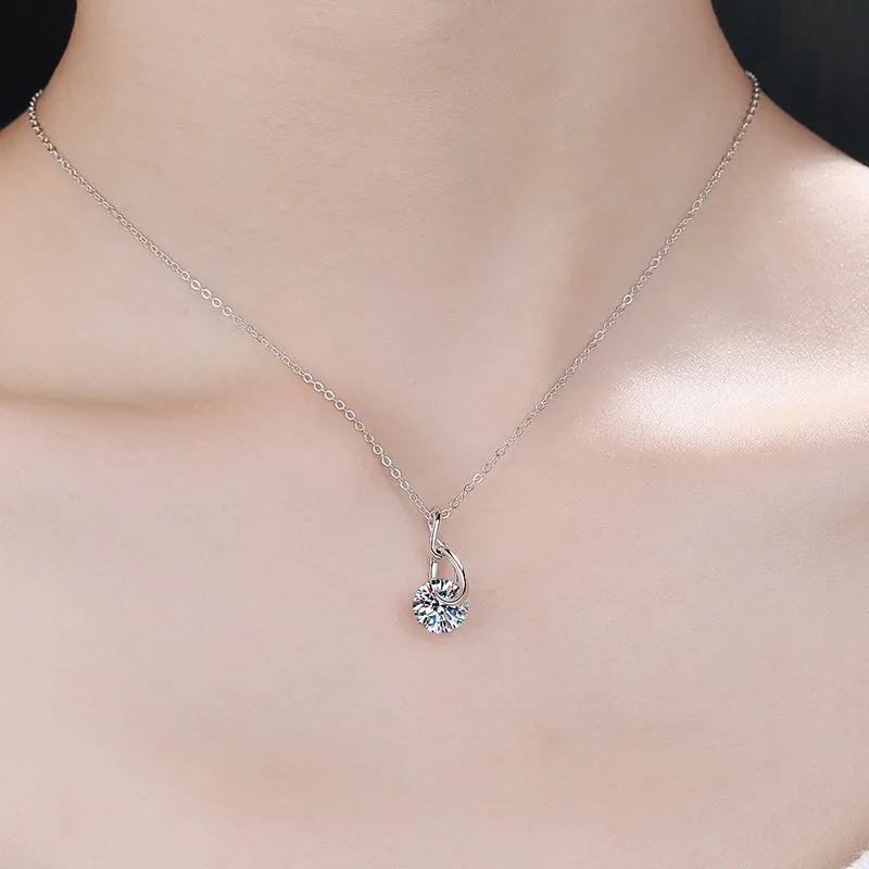 Round Cut Moissanite Diamond Pendant Necklace
