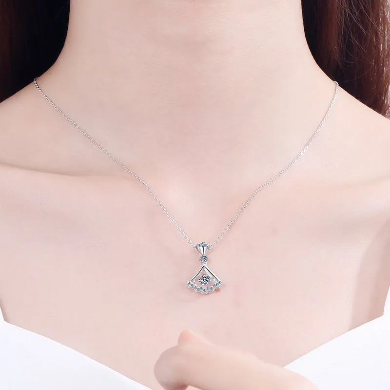 Round Cut Moissanite Diamond Skirt shape Pendant Necklace