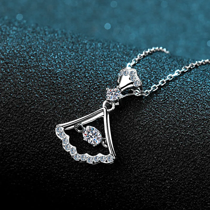 Round Cut Moissanite Diamond Skirt shape Pendant Necklace