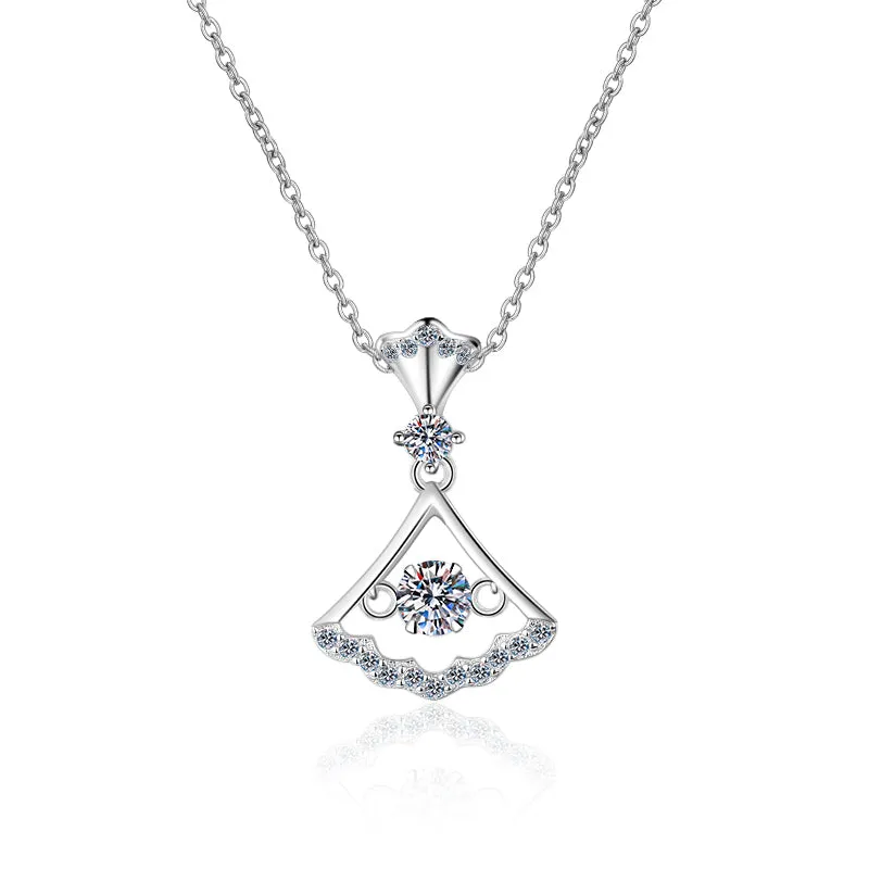 Round Cut Moissanite Diamond Skirt shape Pendant Necklace