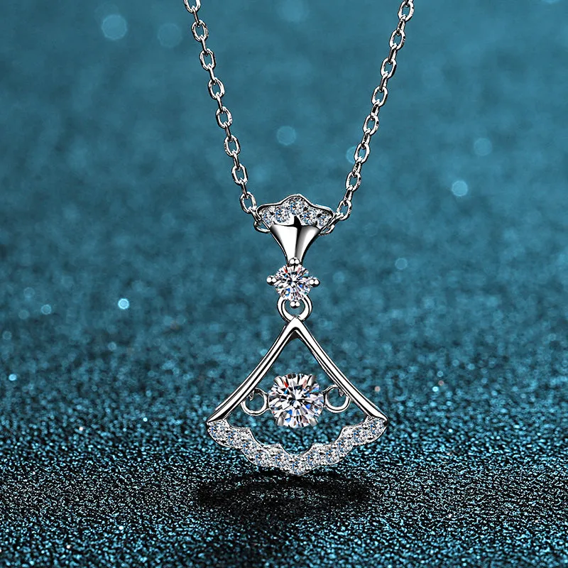 Round Cut Moissanite Diamond Skirt shape Pendant Necklace