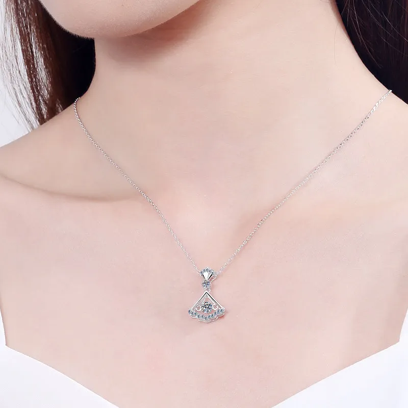 Round Cut Moissanite Diamond Skirt shape Pendant Necklace