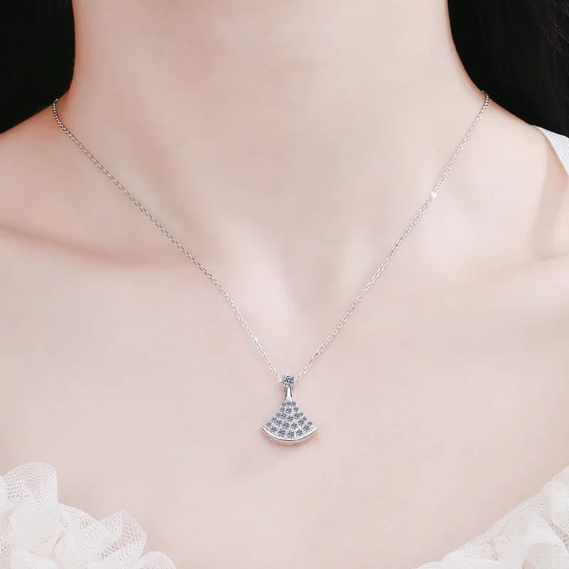 Round Cut Moissanite Diamond Small Skirt Pendant Necklace
