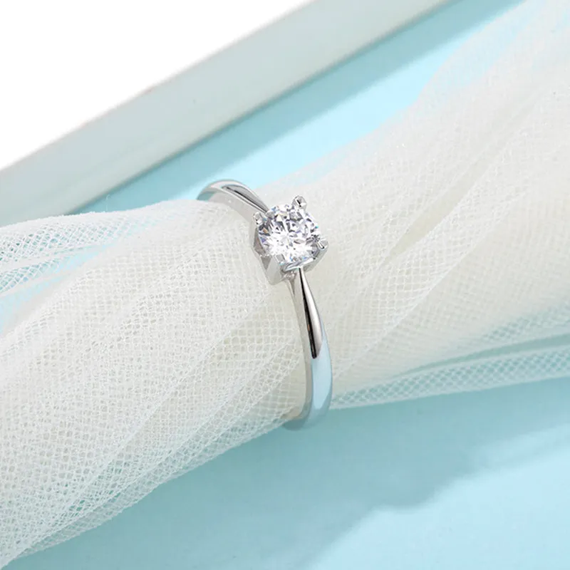 Round Cut Moissanite Diamond Solitaire Ring