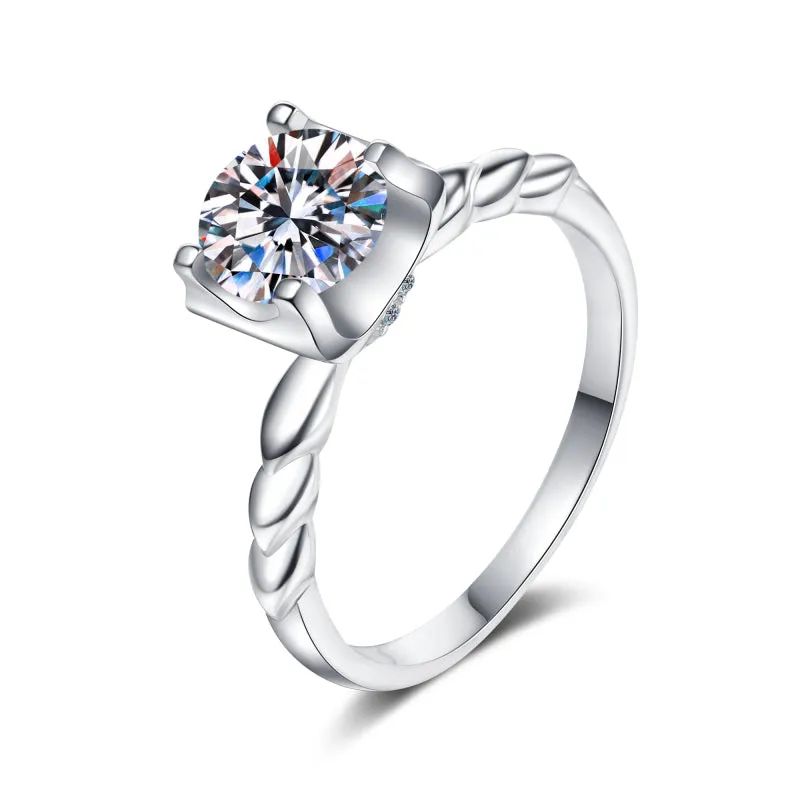 Round Cut Moissanite Diamond Solitaire Ring