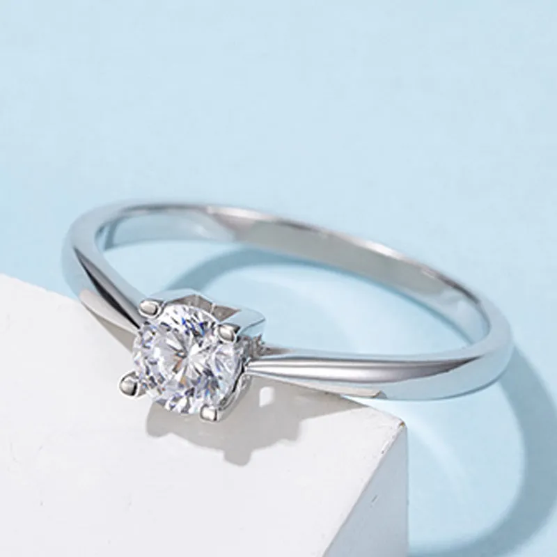 Round Cut Moissanite Diamond Solitaire Ring