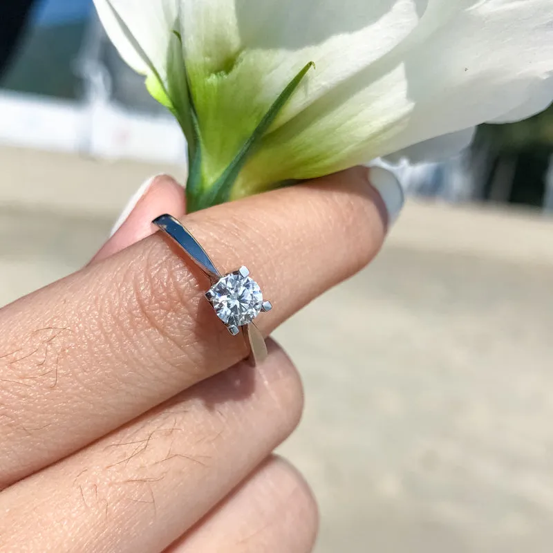Round Cut Moissanite Diamond Solitaire Ring