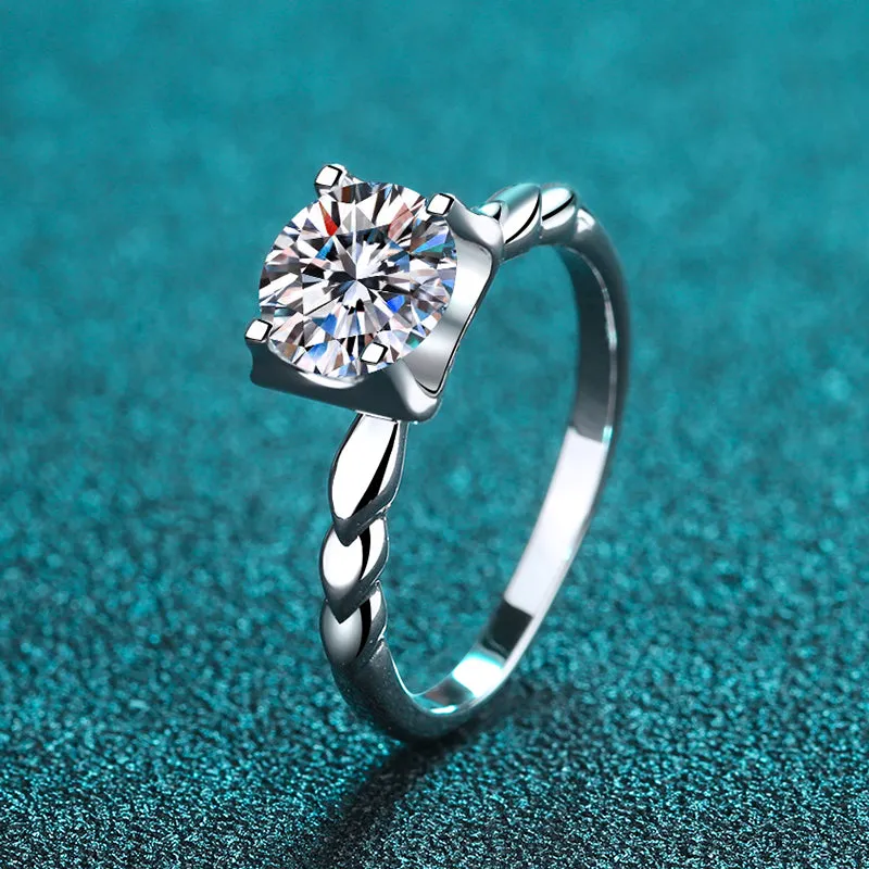 Round Cut Moissanite Diamond Solitaire Ring