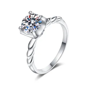 Round Cut Moissanite Diamond Solitaire Ring
