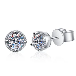 Round Cut Moissanite Diamond Stud Earrings