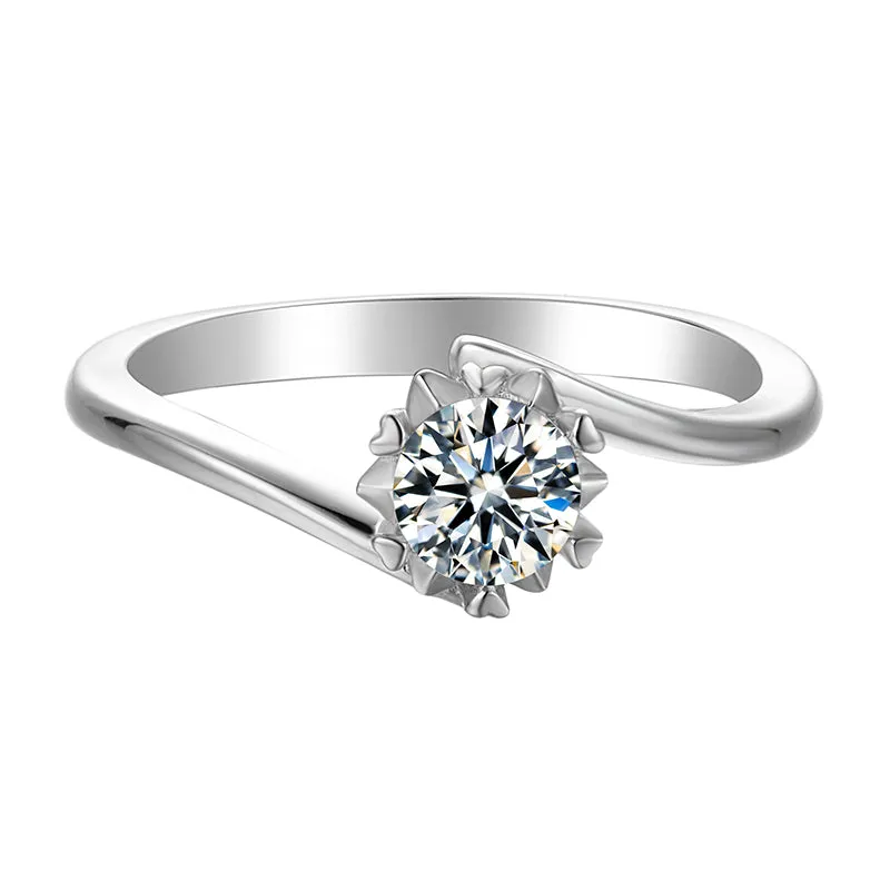 Round Cut Moissanite Diamond Twisted Solitaire Ring